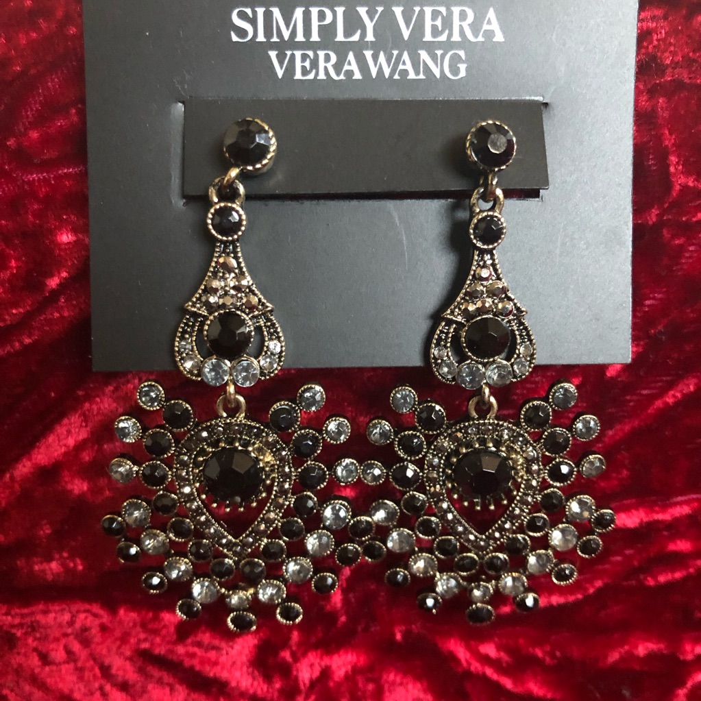 Simply Vera Black Rhinestone Chandelier Earrings 29$